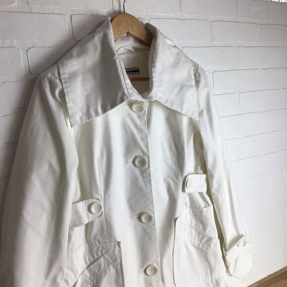 Lightweight Trench Coat DC Casual White Trench Coat Spring Jacket Medium - Picture 3 of 11